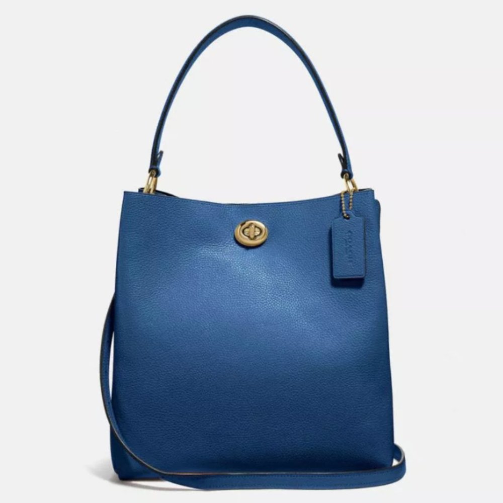 Charlie Bucket Bag In Brass/deep Blue